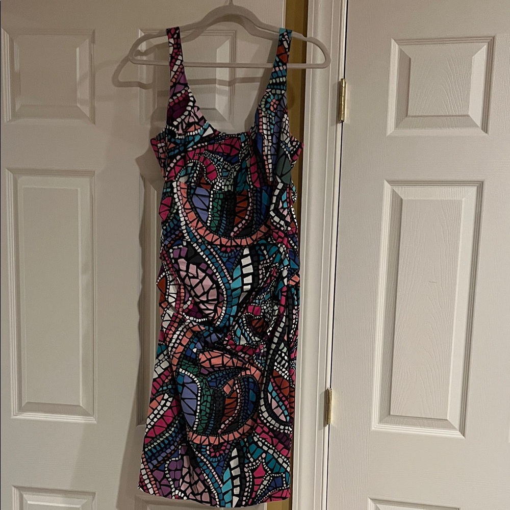 Suzi Chin for Maggy Boutique Multicolor Abstract Midi Dress